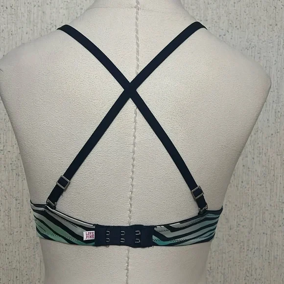 PINK Victoria’s Secret 34C Zebra blue/Green pattern, Push Up Bra - Picture 8 of 8